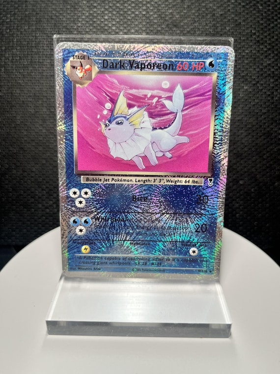 Dark Vaporeon 9/110 Reverse Holofoil Proxy Card – Legendary Collection Set – Ultra Rare Custom Pokemon Style Collectible Display Card