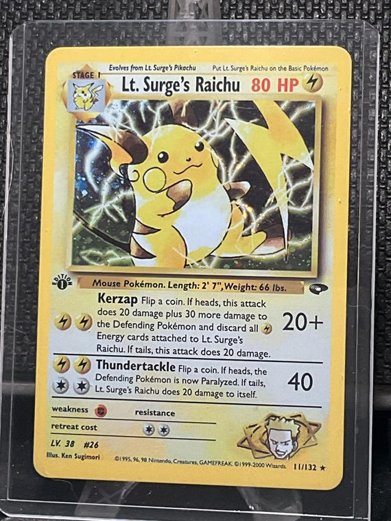 Lt. Surge's Raichu Proxy Card – Gym Challenge, Vintage Style