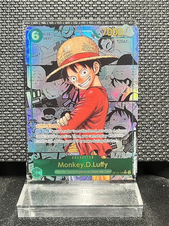 Monkey D Luffy OP13-118 Proxy Card | Carrying On His Will | Holographic Textured (Fan-Made)