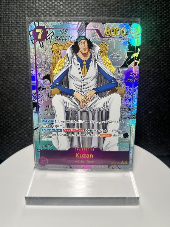 Kuzan OP16-063 SR Proxy Card | The Time of Battle Manga Style Holographic Textured Foil Card | One Piece Anime Collectible Gift
