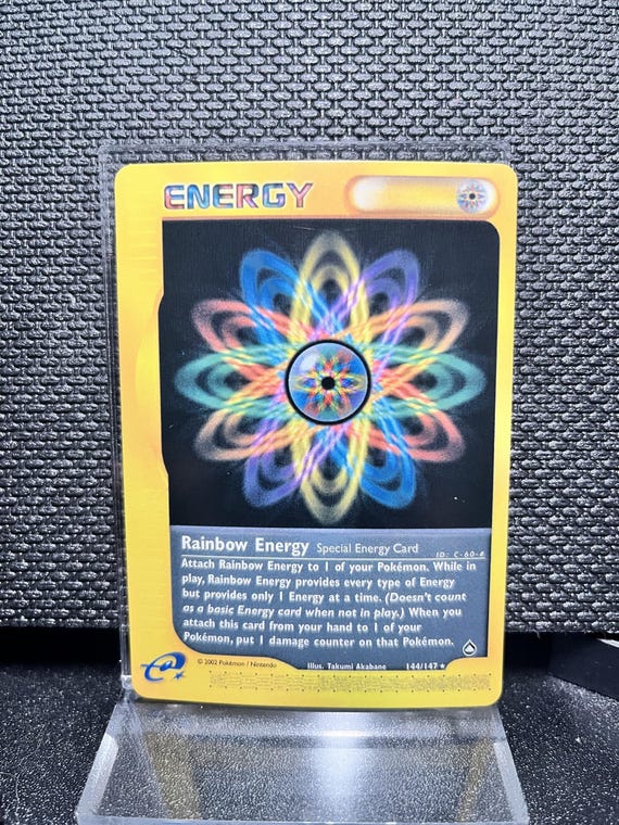 Rainbow Energy Proxy Pokémon Card – Non‑Holo Matte | Vintage E‑Reader Energy