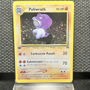 shiny poliwrath pokemon card Poliwrath 13/102 1999 Vintage Pokemon Holographic Shiny Foil Holo Card