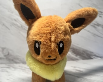 Handmade Eevee Plush with Keychain – Soft Collectible Pokémon-Inspired Plush Toy