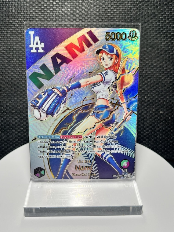Nami World Series Dodgers Promo EB02 Custom Fan-Made One Piece Proxy Card | Holographic Textured Anime Trading Card | Collector Gift