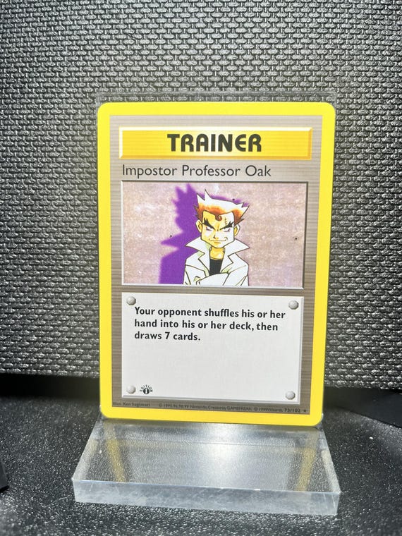 Impostor Professor Oak Trainer Card – Base Set 1st Edition Style Proxy Replica (73/102)