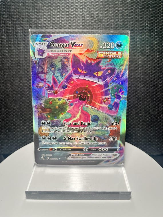 Gengar VMAX 271/264 Secret Rare Holofoil Proxy Card – Fusion Strike Alt Art Style Custom TCG Collectible Display