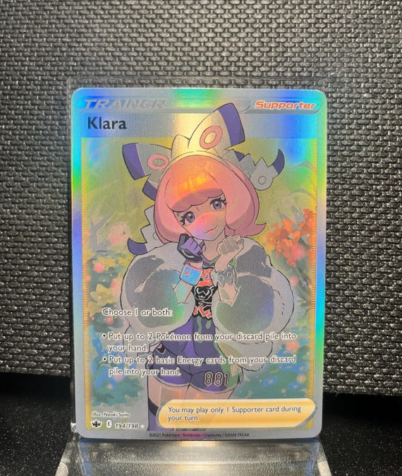 Klara Full Art Trainer Pokémon Card | Supporter Holo Replica | Collectible Display Card