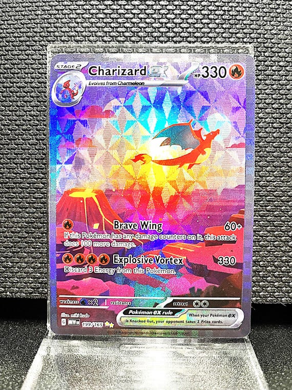 Charizard ex Proxy Card – Full Art Holographic Pokémon TCG – Ultra Rare Fire Type – Custom Modern Pokémon Card