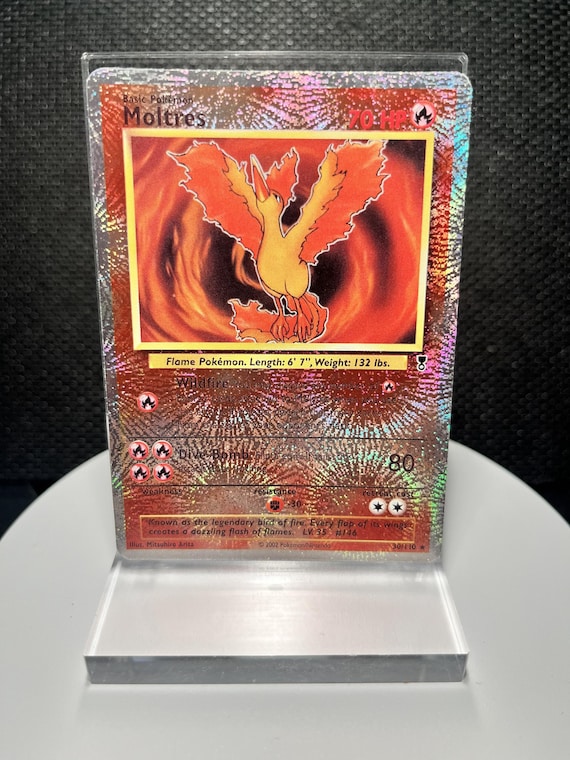 Moltres 30/110 Reverse Holofoil Proxy Card – Legendary Collection Set – Vintage Fire Bird Pokémon Holo Display Card