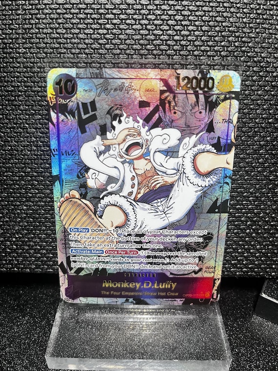 Monkey D. Luffy Gear 5 Proxy Card – One Piece Holographic Textured Collectible (OP05-119)
