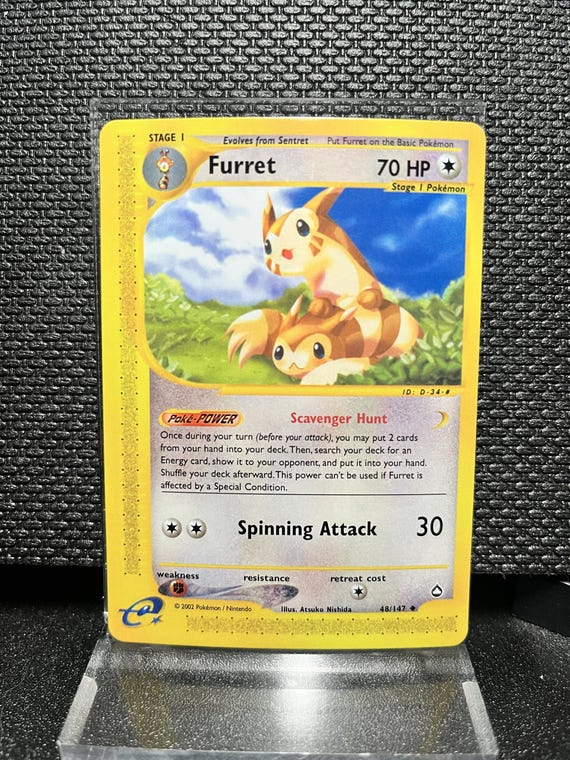 Furret Pokémon Proxy Card | Non‑Holo Matte | E‑Reader Style Stage 1 | Vintage TCG Replica