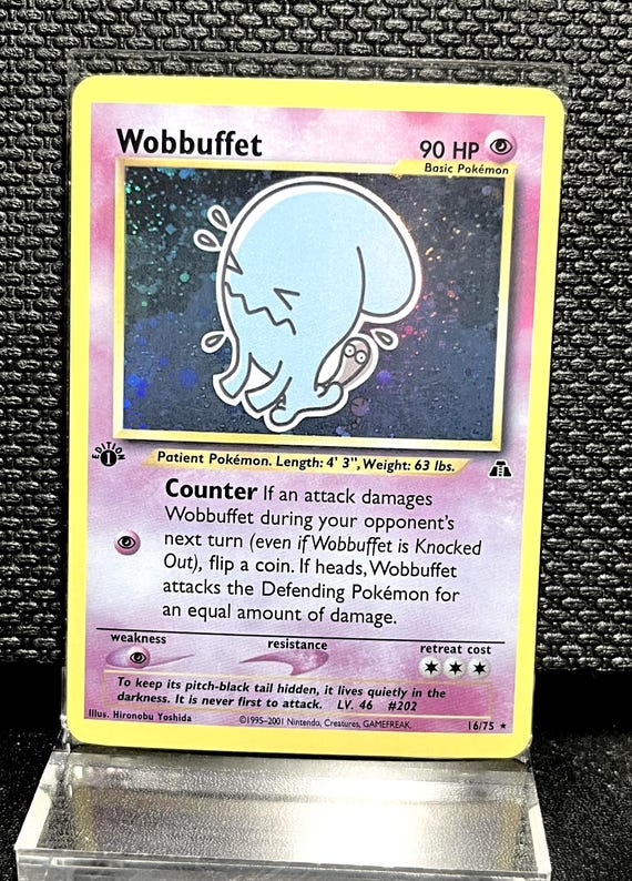 Wobbuffet Proxy Card – Vintage Neo Revelation Style Pokémon TCG – Custom Psychic Type Holo – WOTC Era Proxy