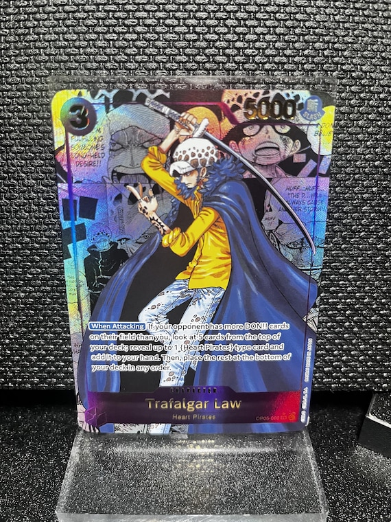Trafalgar Law Proxy Card OP05-069 – Holographic Textured Collectible (Custom Anime Trading Card)