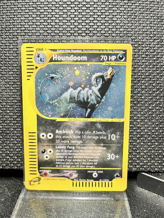 Houndoom Skyridge H11 Holo Rare Proxy Card | Vintage E‑Series Style Pokémon | Custom Fan Made Holographic