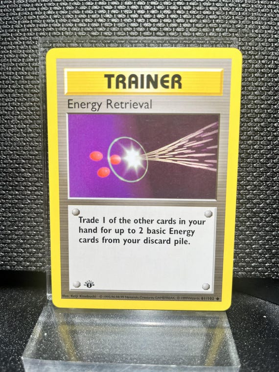 Energy Retrieval Trainer Card – Base Set 1st Edition Style Proxy, Non-Holo Replica