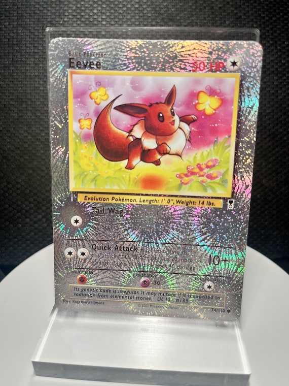Eevee 74/110 Reverse Holofoil Proxy Card – Legendary Collection Set – Vintage Evolution Pokémon Holo Display Card