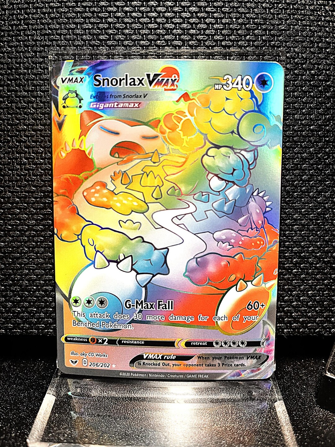 Snorlax VMAX Proxy Card • Rainbow Full Art Custom Pokémon Card ...