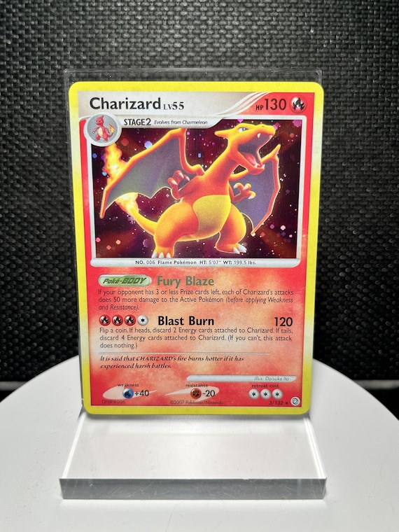 Charizard 3/132 Holo Rare Holofoil Proxy Card | Secret Wonders Pokemon Inspired Collectible Display Card | Vintage Custom Trading Card