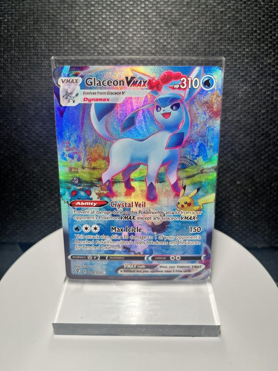 Glaceon VMAX 209/203 Secret Rare Holofoil Proxy Card – Evolving Skies Alt Art Custom TCG Collectible Display