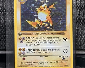 PSA RAICHU HOLO 1999 Pokemon Game Base Set 14/102 Graded Card - Etsy