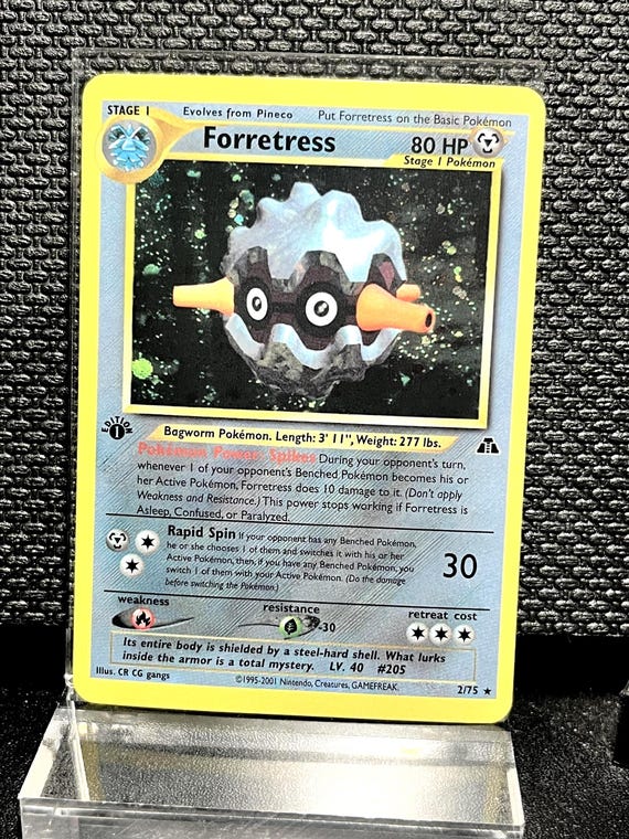 Forretress Proxy Card – Vintage Neo Discovery Style Pokémon TCG – Custom Metal Type Holo – WOTC Era Proxy