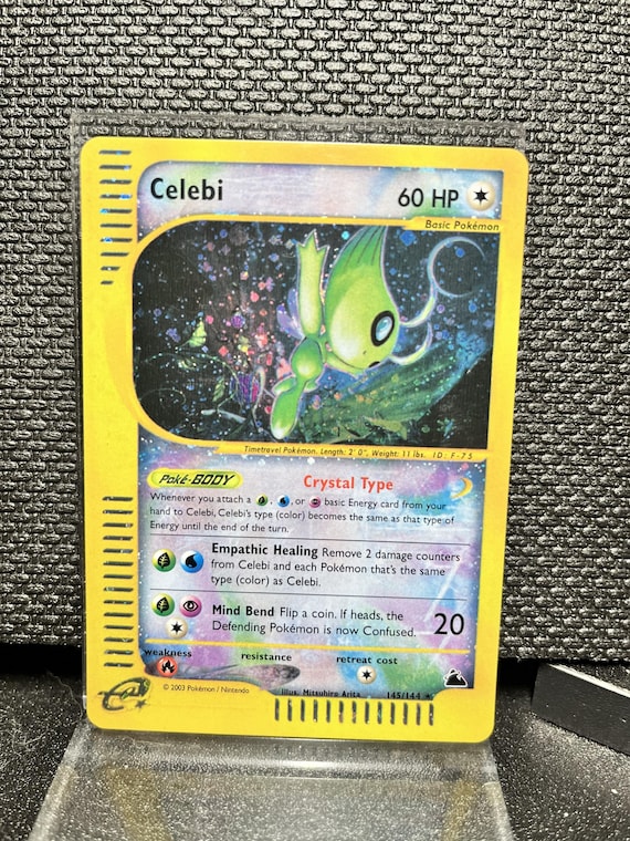 Celebi Skyridge 145 Secret Rare Proxy Card | Crystal Type Holographic Pokémon | Vintage E‑Series Style