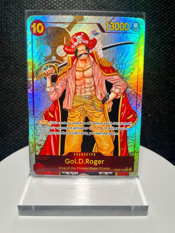 Gol D. Roger OP09-118 SEC Proxy Card | Emperors in the New World | Alternate Art Holographic Textured Foil | One Piece Collectible