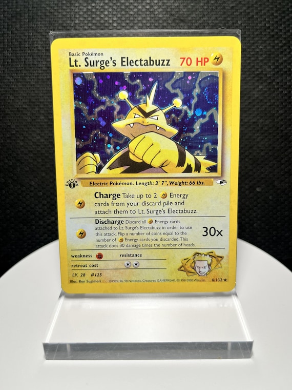 Lt. Surge’s Electabuzz Retro Proxy Card – Custom Pokémon TCG Display Piece