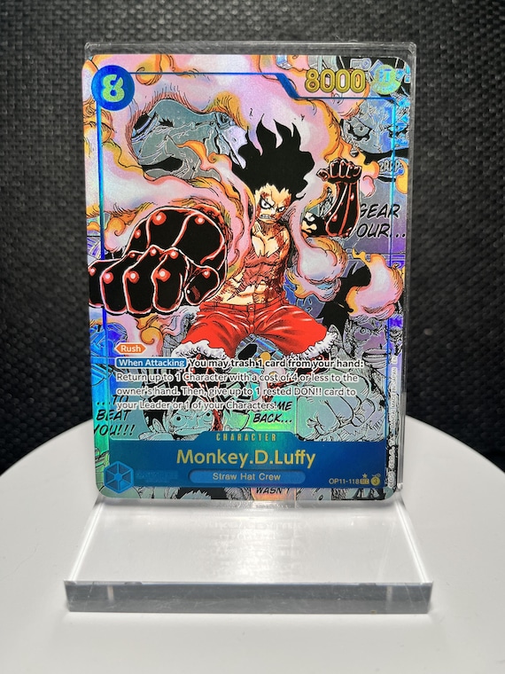 Monkey D. Luffy OP11-118 SEC Proxy Card | A Fist of Divine Speed Manga Art | Holographic Textured Foil Card | One Piece Collectible