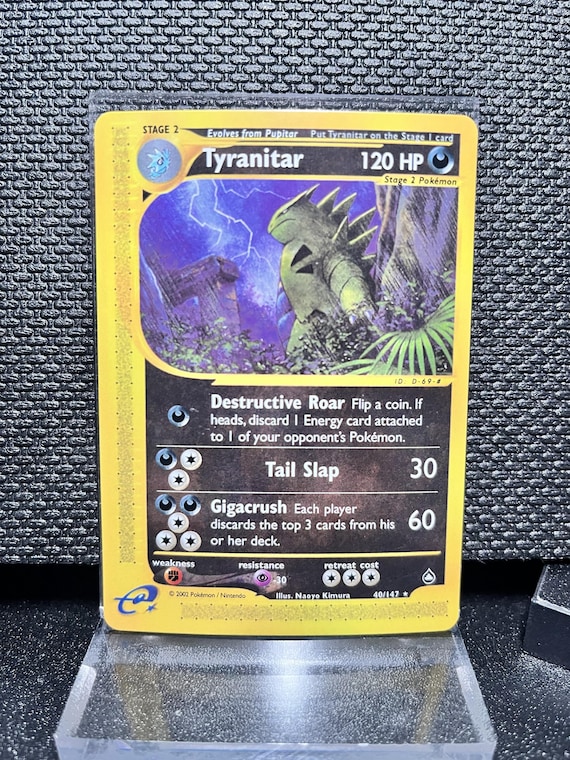 Tyranitar Proxy Card – Vintage e‑Reader Style Pokémon TCG – Non Holo Dark Type – Custom Retro Pokémon Card