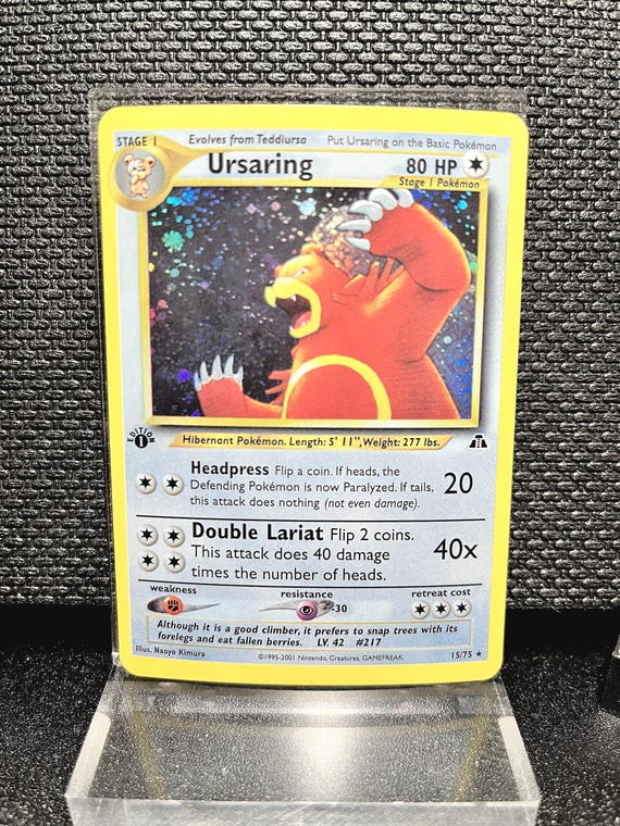 Ursaring Proxy Card – 1st Edition Holo Vintage Pokémon TCG – Neo Genesis Style Colorless Pokémon – Custom Holographic Card