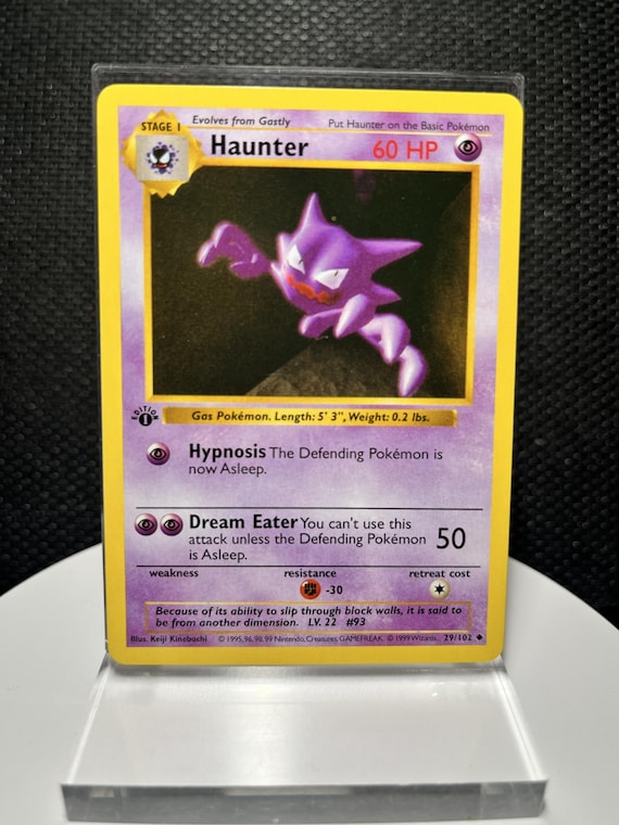 Haunter 29/102 Proxy Card – Base Set 1st Edition Shadowless Non Holo Uncommon – Vintage Pokémon Ghost Psychic Collectible