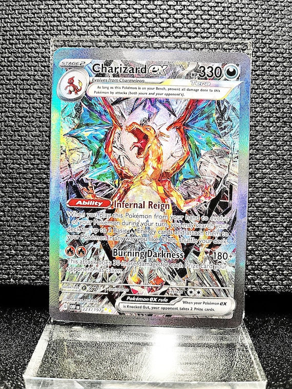 Charizard ex Proxy Card – Full Art Holographic Pokémon TCG – Tera Charizard Ultra Rare – Custom Modern Pokémon Card