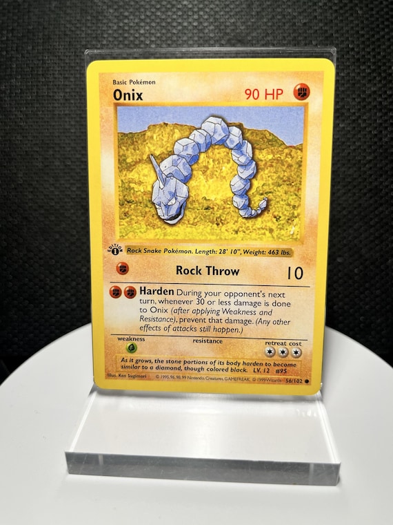 Onix 56/102 Proxy Card – Base Set 1st Edition Shadowless Non Holo – Vintage Pokémon Rock Snake Display Collectible