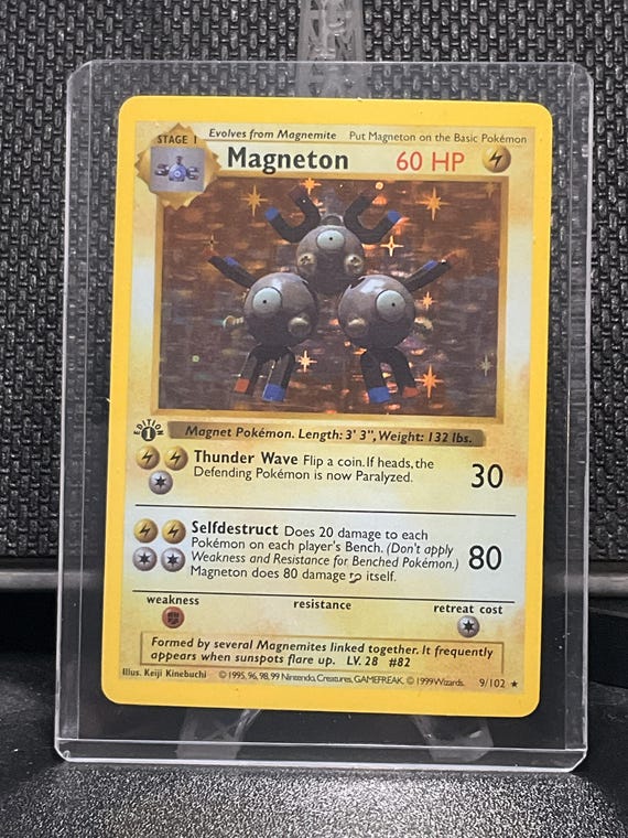 Magneton Proxy Card | Vintage Base Set Style Pokémon Card | Retro Holo Inspired Collectible
