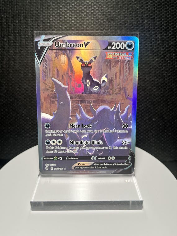 Umbreon V 189/20 | Evolving Skies Alternate Art Ultra Rare Holofoil | Full Art Proxy Card | Eeveelution Collector Gift | Fan Art