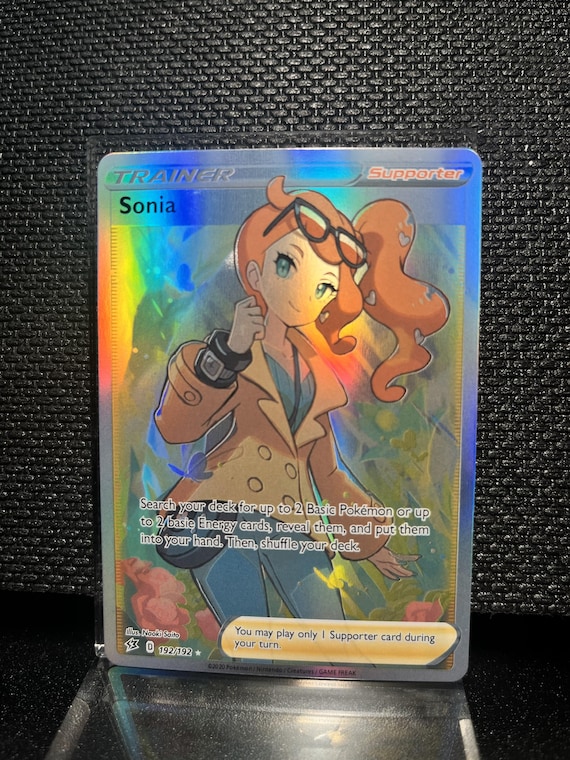 Sonia Full Art Trainer Pokémon Card | Supporter Replica | Holo Collectible Display Card