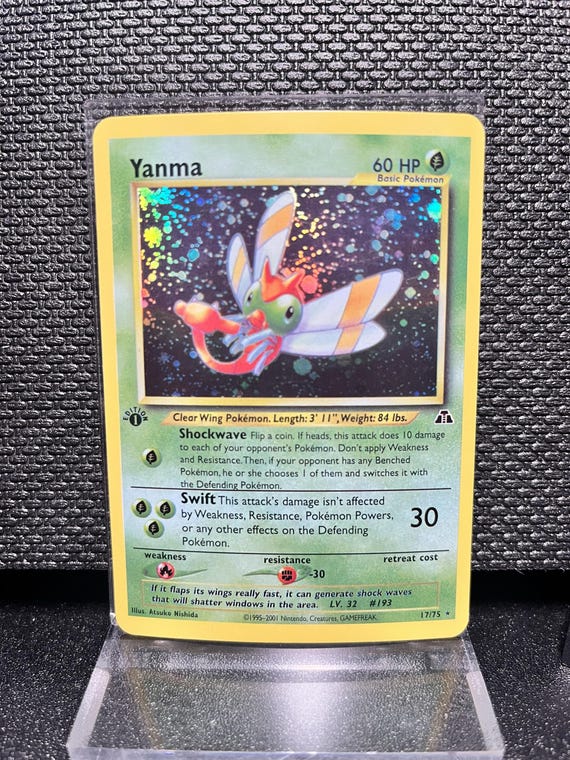 Yanma 1st Edition Holographic Proxy Card – Neo Genesis Style Grass Type Custom TCG