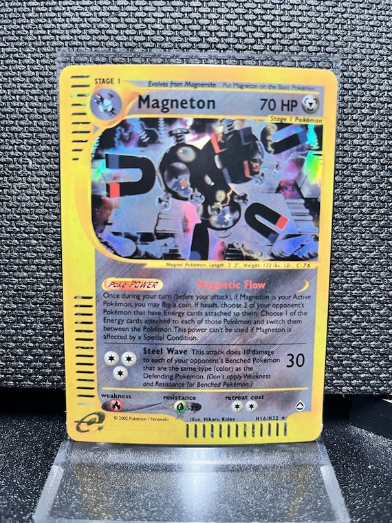 Magneton H16/H32 Aquapolis Style Holographic Proxy Pokémon Card – Vintage E‑Series Inspired Electric Pokémon