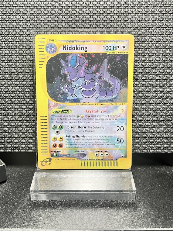 Nidoking Aquapolis (150) Holo Secret Rare Proxy Card | e‑Reader Era Collection | Pokémon Style Custom Card | Crystal Nidoking Display