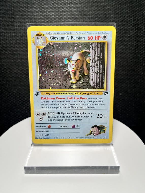 Giovanni’s Persian Proxy Pokémon Card | Vintage Gym Heroes Style | Collectible Display Replica