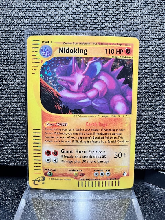 Nidoking H18/H32 Aquapolis Style Holographic Proxy Pokémon Card – Vintage E‑Series Inspired Pokémon