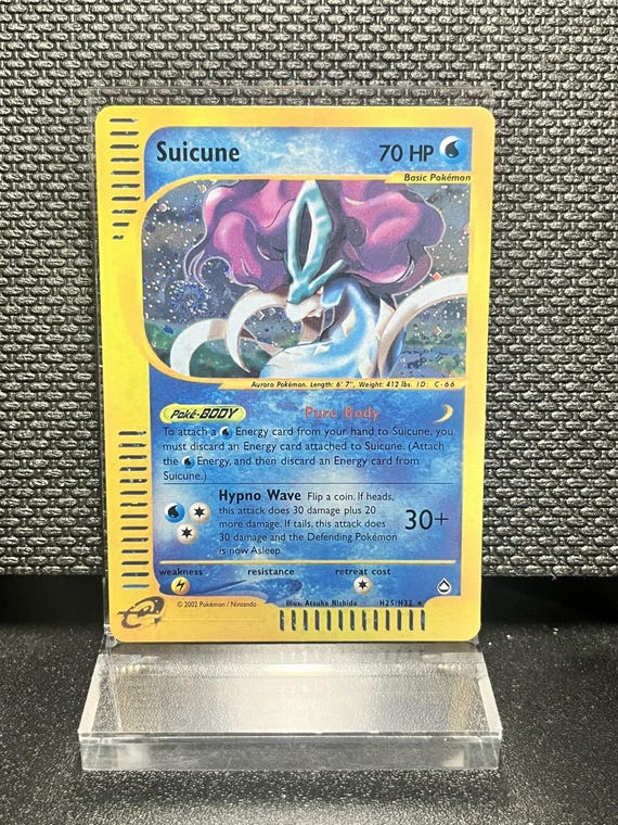Suicune Aquapolis (H25) Holo Rare Proxy Card | e‑Reader Era Collection | Pokémon Style Custom Card | Vintage Water Legendary Display