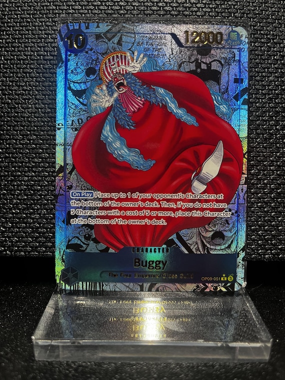Buggy Holographic Textured Proxy Card – One Piece Anime Collectible (OP09-051)
