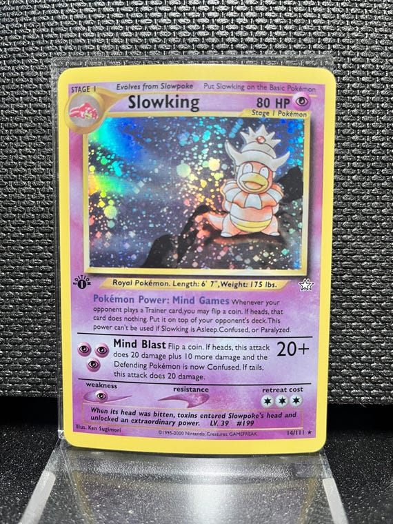 Slowking Proxy Card – 1st Edition Holo Vintage Pokémon TCG – Neo Genesis Style Psychic Pokémon – Custom Holographic Card