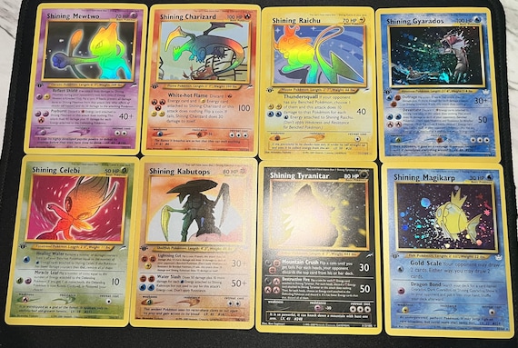 Shining Pokémon Cards • Retro Vintage‑Style Holo Proxies • Shining Charizard, Mewtwo, Gyarados & More • Collectible Display Cards