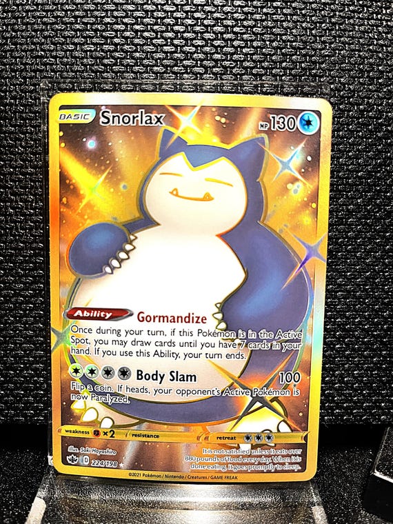 Snorlax Full Art Proxy Card • Gold Border Custom Pokémon Card • Rare‑Style Collector Replica • Display‑Ready TCG Card