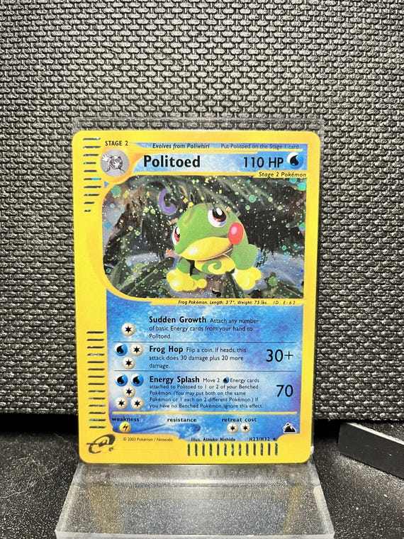 Politoed Skyridge H23 Holo Rare Proxy Card | Vintage E‑Series Style Pokémon | Custom Fan Made Holographic