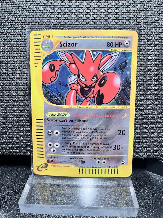 Scizor H21/H32 Aquapolis Style Holographic Proxy Pokémon Card – Vintage E‑Series Inspired Steel Pokémon