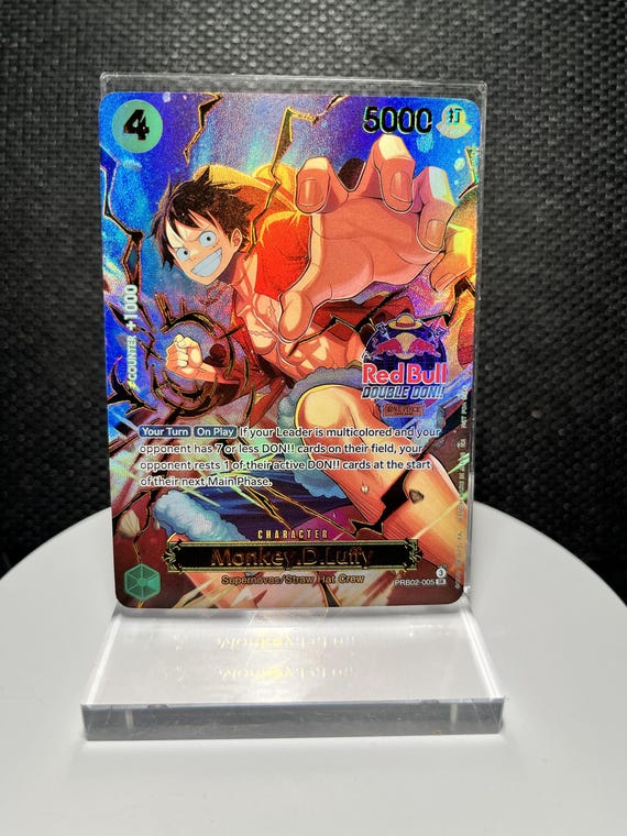 One Piece Luffy Red Bull Double Don SR Proxy Card | Holographic Textured Foil (PRB02-005)